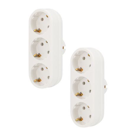 Набор тройников электрических линейных 16 А вертикальные с заземлением, белый (2 шт/уп) - 11-1079-2 MEET