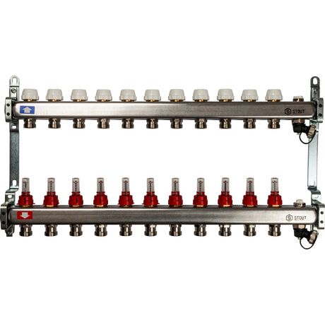 Коллекторная группа из нержавеющей стали 1' на 11 выходов со встроенными расходомерами - SMS-0927-000011 STOUT RG008Q1TNNHRDV