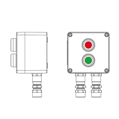 Взрывозащищенный пост управления из полиэстера CPE-P-03-(1xP1G(11)-1xP1R(11))-2xKA2MHK(C)1Ex d e IIC Т5 Gb / Ex tb IIIC T95°C Db IP66 КЗ ШЗ - 2231.031.22.11J ДКС