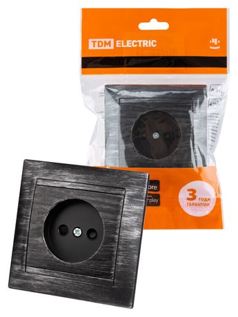 Розетка 2П 10А 250В с защ. шт. старинное серебро "Лама" | SQ1815-0651 TDM