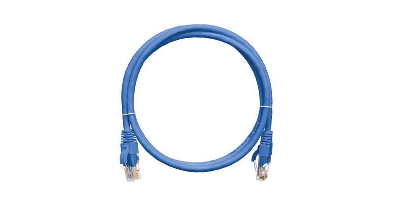 Патч-корд кат.5E (класс D) U/UTP 4 пары 24 AWG (7х0.205мм) 100МГц 2хRJ45 (8P8C) BC чистая медь LSZH нг(А)-HFLTx 1м син. NIKOMAX NMC-PC4UD55B-010-C-BL