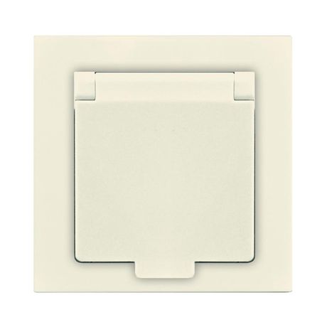 Розетка одноместная с крышкой UNIVersal серия Афинас/з, с/у, 16А, 220В, слоновая кость (ivory) (еврослот), механизм - A0029-I Союз