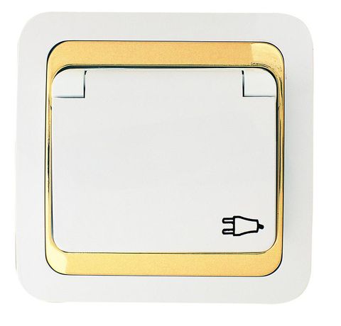 Розетка Mimoza с заземл. и крышкой зол. вставкой Makel 12229