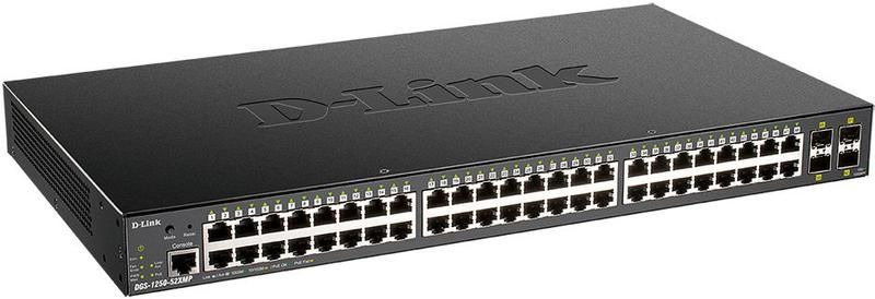 Коммутатор настраиваемый DGS-1250-52XMP/A1A 48G 4SFP+ 48PoE+ 370Вт D-Link 1750558