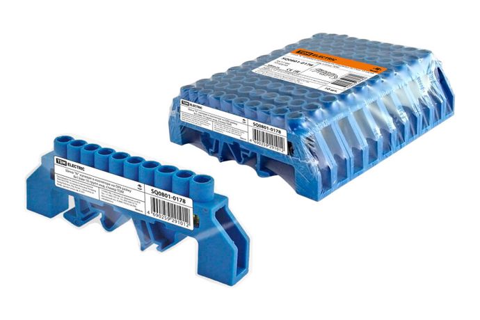 Шина "N" нулевая в изоляторе на DIN-рейку 8x12мм 10 групп инд. стикер | SQ0801-0178 TDM