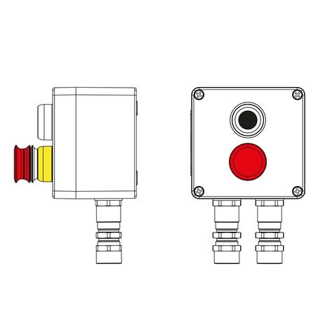 Взрывозащищенный пост управления из полиэстера CPE-P-03-(1xP1B(11)-1xP3E(11))-2xKA2MHK(C)1Ex d e IIC Т5 Gb / Ex tb IIIC T95°C Db IP66 КЗ ШЗ - 2231.031.22.11E ДКС