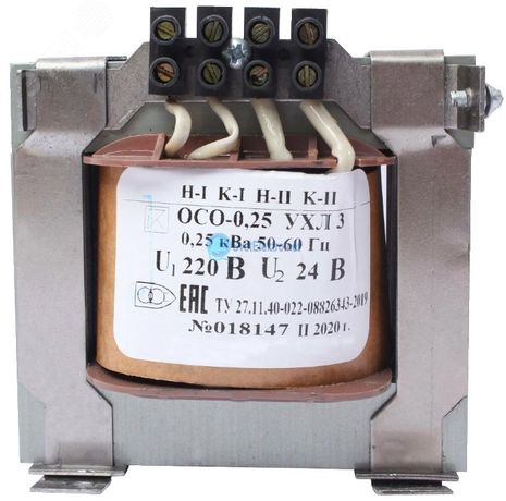 Трансформатор ОСО-0.25 УХЛ3 220/24. IP00 Электротехник ET003491