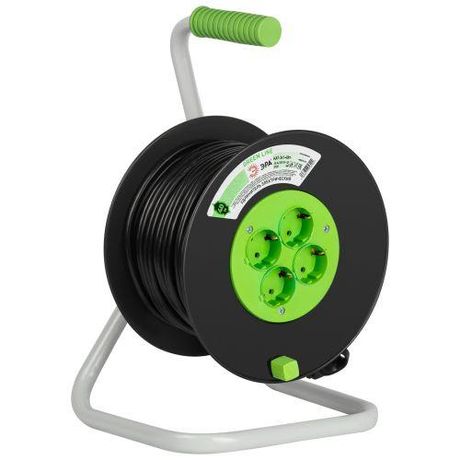 Удлинитель силовой ЭРА GREEN LINE KAT-3x1-40m Greenline на катушке пластик 4 розетки с заземлением 40м ПВС 3x1мм2 | Б0065116