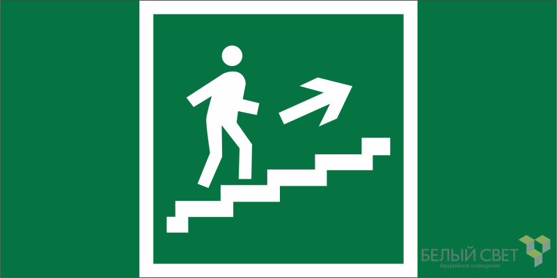 Знак безопасности NPU-7035.E15 "Напр. к эвакуац. выходу по лестн. вверх (прав.)" Белый свет a20441 BS
