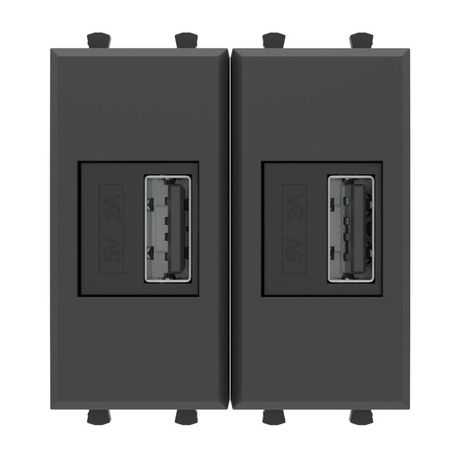 Устройство зарядное USB модульное 2мод. Avanti "Черный матовый" DKC 4412542 ДКС
