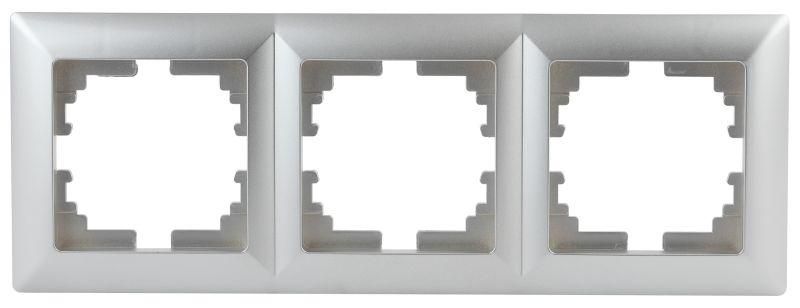 Рамка для розеток и выключателей 3 поста алюминий пластик Intro Solo 4-503-03 - Б0043419 ЭРА