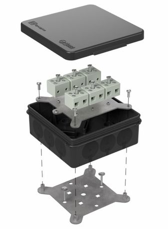 Коробка огнестойкая для о/п двухкомпонентная 60-0303-9005-FR6.0-12 Е15-Е120 100х100х40 IP66 12p, 6.0 мм.кв. черная| | Промрукав Строитель