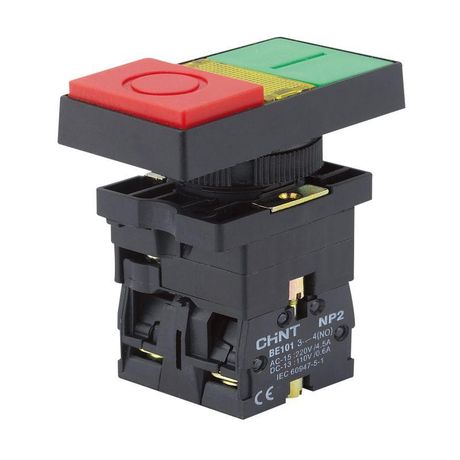 Двойная кнопка NP2-EW8465 черный корпус, 1НО+1НЗ, AC/DC220В (LED), IP40 (R) | 575344 CHINT