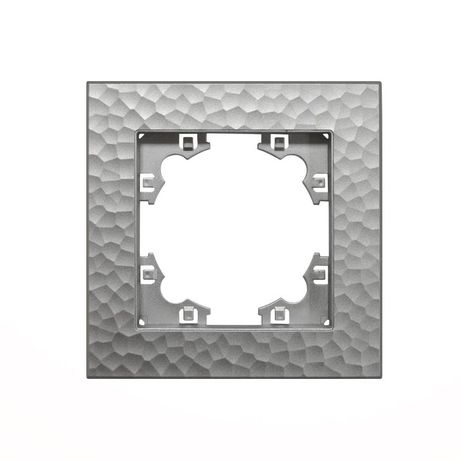 Рамка фактурная 1 пост UNIVersal Афина серебро (еврослот) - A10053-S Союз