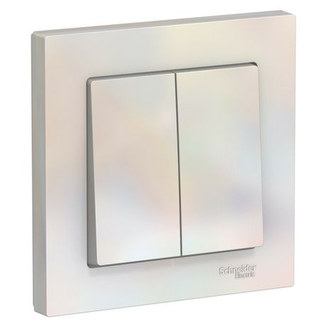 Выключатель двухклавишный ATLASDESIGN схема 5 10АХ в сборе жемчуг - ATN000452 APC