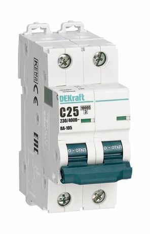 Выключатель автоматический двухполюсный ВА-105 32А D 10кА | 13216DEK DEKraft APC