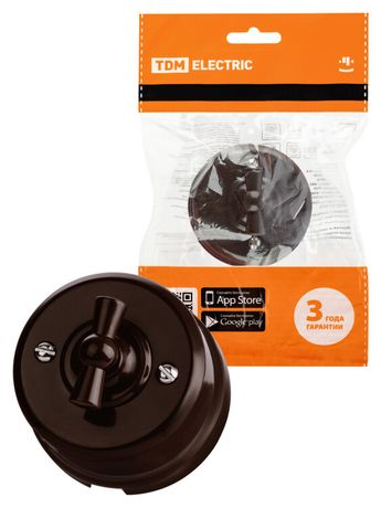 Выключатель поворотный 2-кл. с ручкой (бантик) 10А коричневый «Виви» | SQ1820-1406 TDM