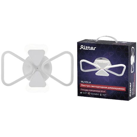 Люстра потолочная светодиодная диммируемая, NUVOLA, с ДУ, 3 режима, 500х335х100мм, 72Вт, 2700К/4200К/6400К, 22м, белый, 52938 9, Ritter