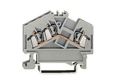 Клемма проходная 3-проводн. (0.08-2.5мм) с заземл. сер. (уп.100шт) WAGO 280-641