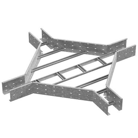 Крестообразный разветвитель для лестничного лотка ЛКР 600х110, толщ. 2,0 мм, Сендзимир цинк, 033360 | ХЛЛКР-600х110-2,0-СЦ Ostec