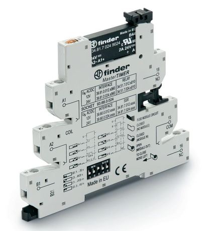 Интерфейсные модули реле MasterTimer: с таймером, Винтовые клеммы, Мультифункциональные: AI, DI, GI, SW, 1 выход 2A-24VDC, Твердотельные реле, 24VAC/DC - 398000249024 FINDER 39.80.0.024.9024
