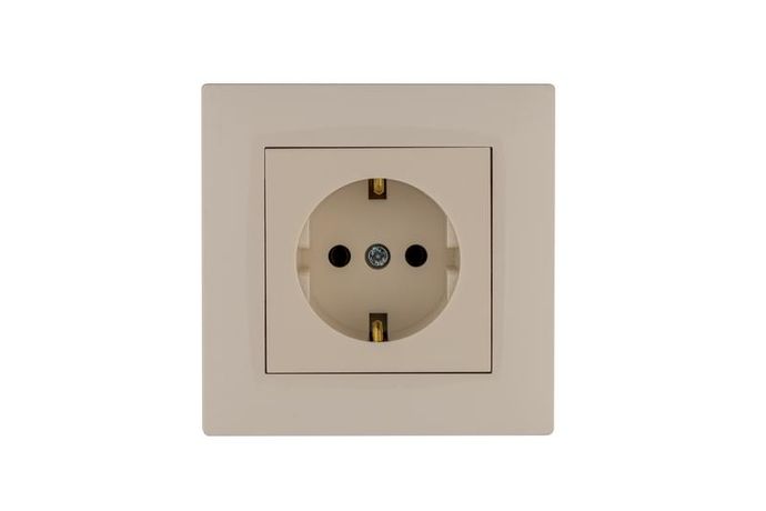 Розетка 1-м Karea RIZZ с заземл. крем Makel 88010028