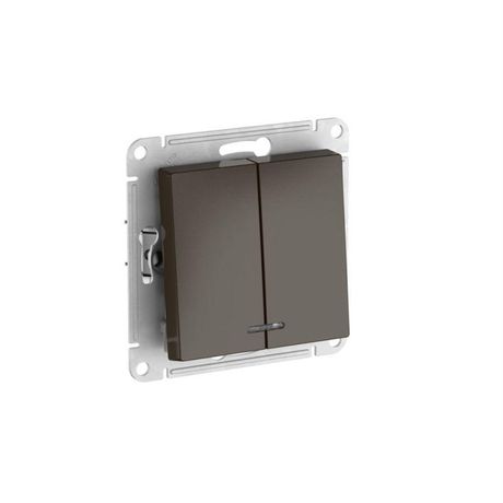 Выключатель 2-кл. AtlasDesign (сх. 5а) 10AX с подсветкой быстрозажим. клем. механизм мокко SE ATN000653S APC