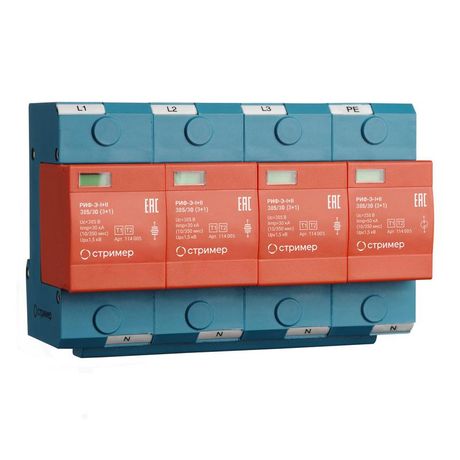 Устройство защиты от импульсных перенапряжений РИФ-Э-I+II 385/30 (3+1) Стример 114005