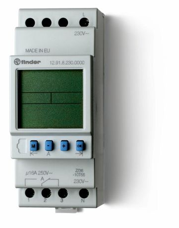 Реле времени цифровое ASTRO; монтаж на рейку 35мм; 1СO 16A; питание 230В АC; ширина 35.8мм; степень защиты IP20 | 129182300000 Finder 12.91.8.230.0000