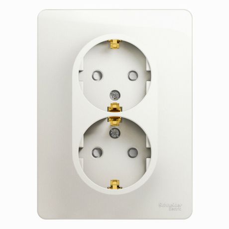 Розетка 2-м СП Glossa 16А IP20 250В с заземл. защ. шторки в сборе перламутр. SE GSL000626 APC