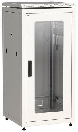 Шкаф сетевой 19" LINEA N 28U 600х600 мм стеклянная передняя дверь серый | LN35-28U66-G ITK IEK
