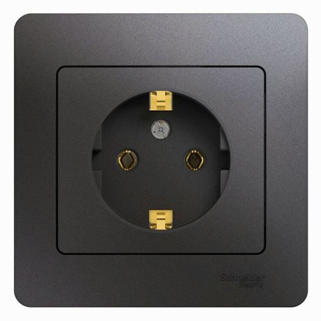 Розетка 1-м СП Glossa 16А IP20 250В с заземл. в сборе графит SE GSL001342 APC