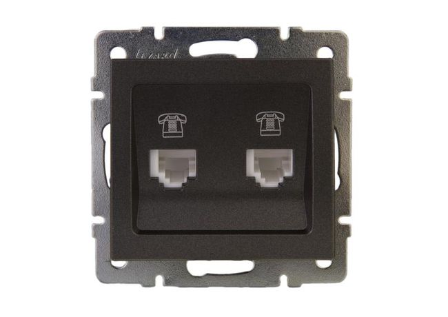 Механизм розетки телеф. 2-м Рейн евро черн. графит мат. Lezard 703-4188-138