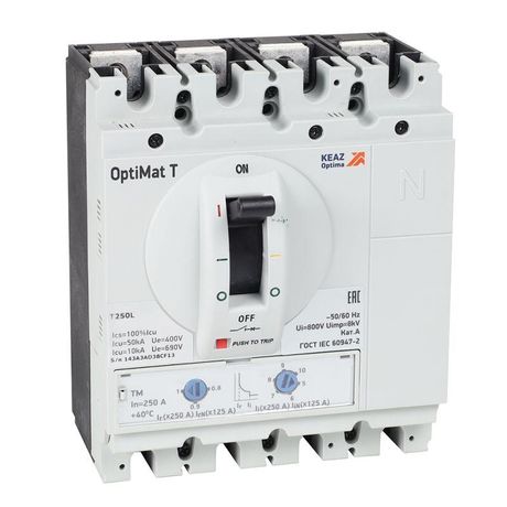 Выключатель автоматический OptiMat T250L TM 250A 4P | 355757 КЭАЗ