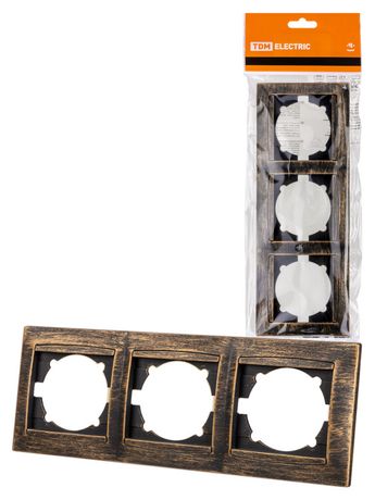 Рамка 3-х постовая горизонтальная старинная бронза "Лама" | SQ1815-0777 TDM