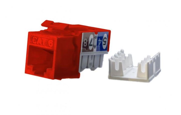 Вставка Keystone Jack RJ45 (8P8C) кат.6 KJ9-8P8C-C6-90-RD красн. Hyperline 432661