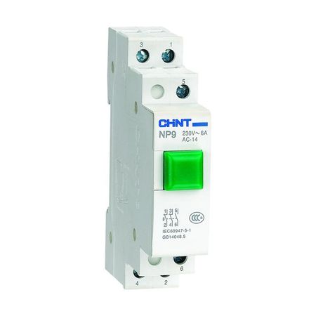 Кнопка модульная NP9-12/1 без подсветки, 1НО+2НЗ, зеленая (R) | 584044 CHINT