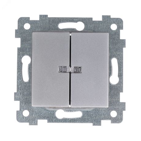 Выключатель 2-кл. СП Аксиома С510-450 10А IP20 с индикацией механизм алюм. Кунцево 121022