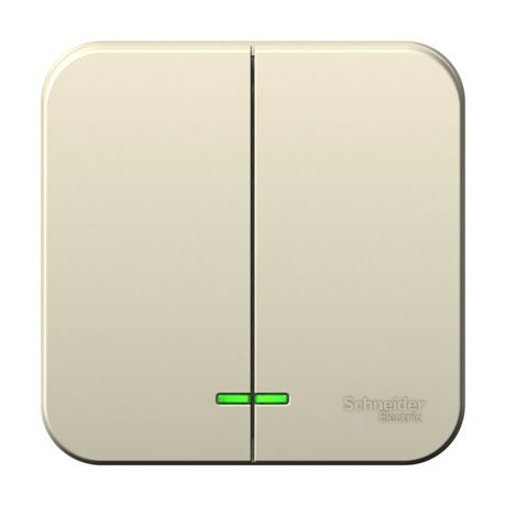 Выключатель наружный двухклавишный BLANCA (cх.5) с подсвет, 10A, 250B, молочный - BLNVA105102 APC