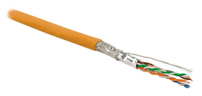 Кабель витая пара экранир. SF/UTP кат.6 4 пары 26 AWG МЖ patch экран-фольга + медн. оплетка LSZH SFUTP4-C6-P26-IN-LSZH-OR-500 оранж. (уп.500м) Hyperline 445050