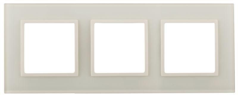 Рамка для розеток и выключателей Elegance 14-5103-02 на 3 поста, стекло, Elegance, слоновая кость+слоновая кость | Б0059171 ЭРА