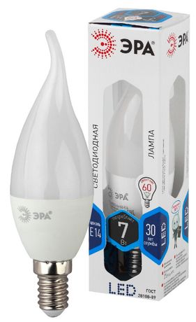 Лампа светодиодная LED 7 Вт 560Лм 4000К свеча на ветру нейтральный E14 170-265В BXS-7W-840-E14 Standart - Б0028483 ЭРА