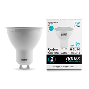 Лампа светодиодная LED 7 Вт 550 лм 4100К AC180-240В GU10 софит MR16 нейтральный Elementary Gauss - 13627