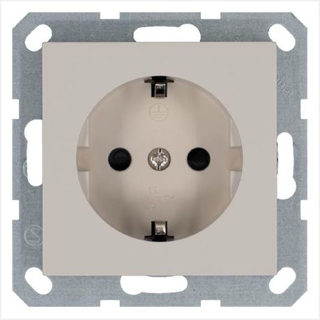 Розетка 1-м Shuko 16А IP20 с заземл. защ. шторки механизм тауп Jasmart G5501T