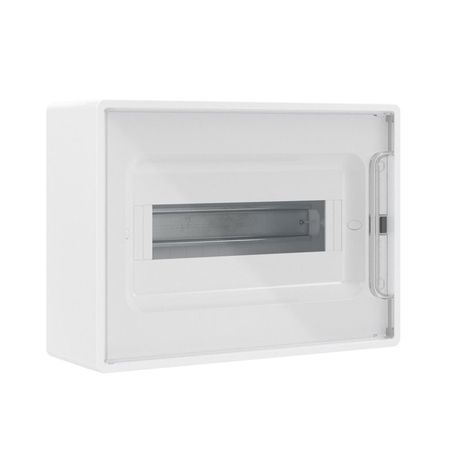 Щиток настенный 12мод. IP41 с прозр. дверцей 2 шинами PEN на 8+6 отверст. бел. DKC F12W1WT ДКС