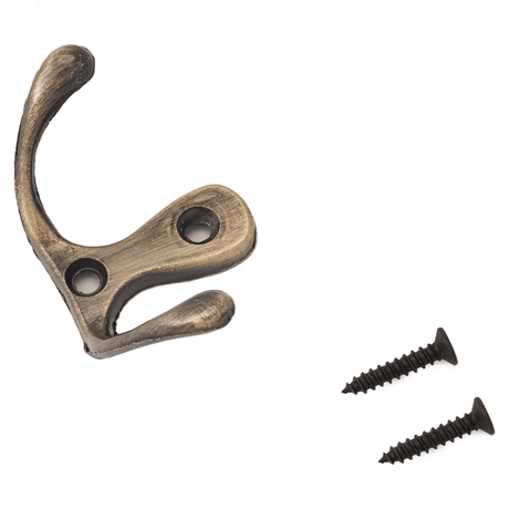 СТАНДАРТ 002 AB старая бронза - 10190 Крючок-вешалка двухрожковый ПТК