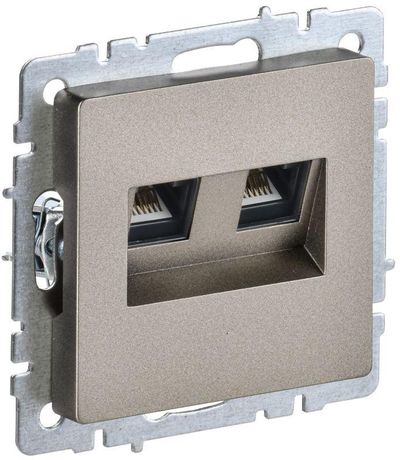 Розетка двойная СП RJ11+RJ45 кат.5E BRITE РК/Т12-БрШ механизм шампань IEK BR-KT20-O-1-K37