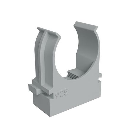 Держатель для труб (клипса) KM-KKPM-25 d25мм прямого монтажа сер. (уп. 100шт) КМ LO67232 КМ-Профиль