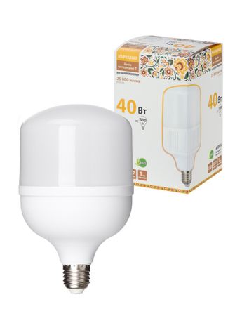 Лампа светодиодная T-40 Вт-230 В-4000 К–E27 (114x183 мм) НАРОДНАЯ | SQ0340-1644 TDM