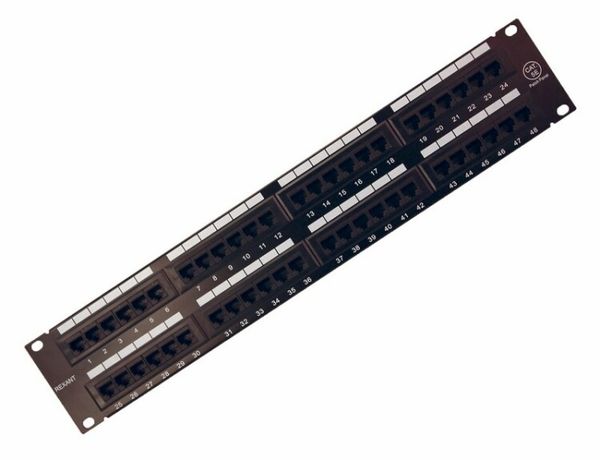 Патч-панель 19. 2U. 48 портов RJ-45. категория 5e. UTP неэкранированная. черная, REXANT - 04-0022 MEET